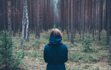 woman in woods