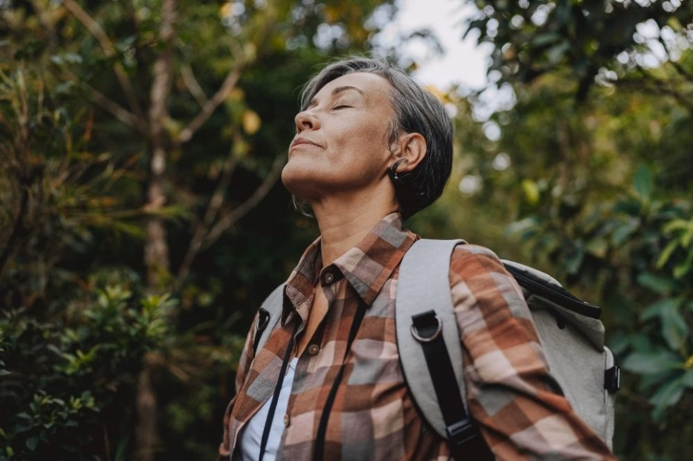 A photo of a patient breathing easily after treatments